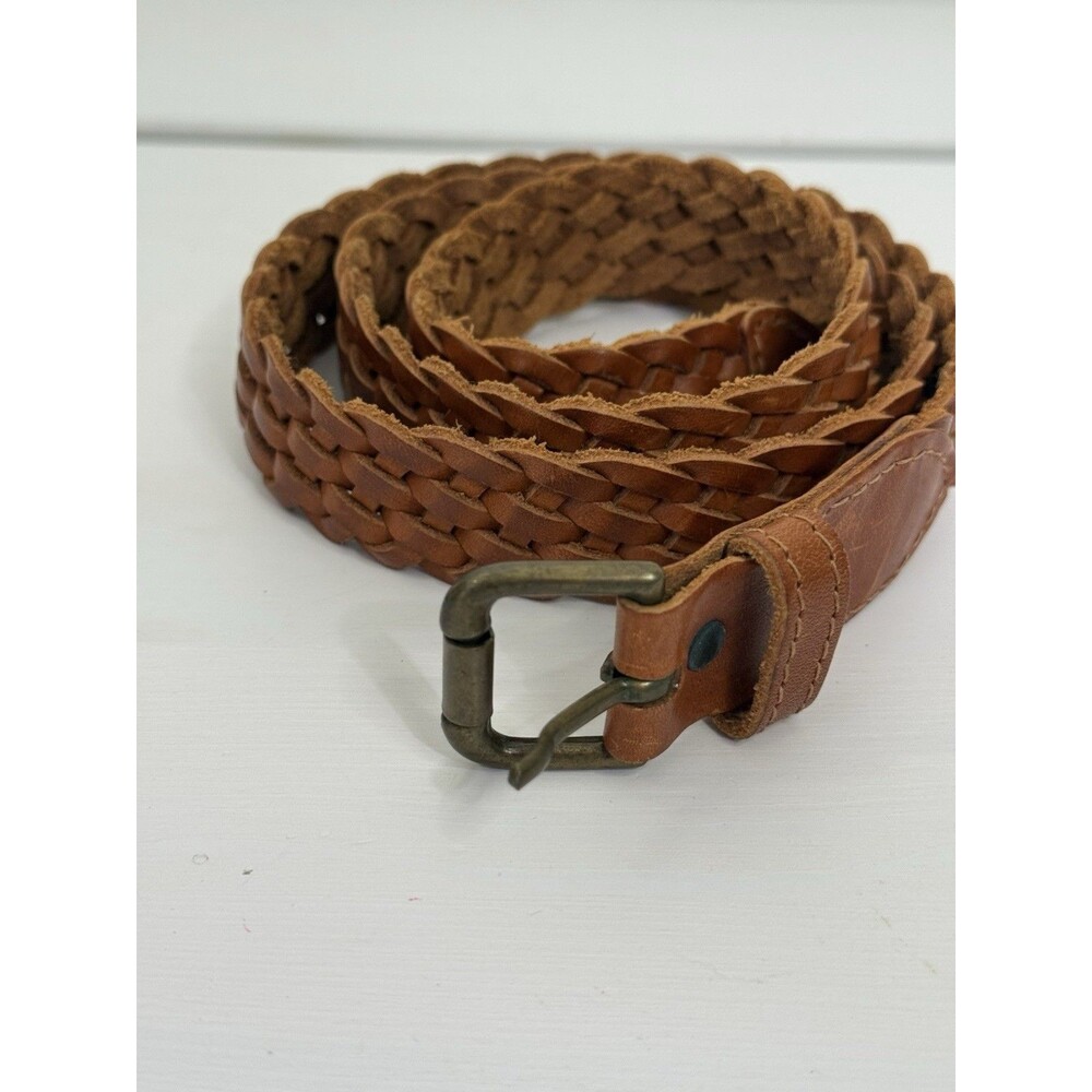 ✿ Vintage Braided Leather Belt Tan Brown Boho Western Adjustable